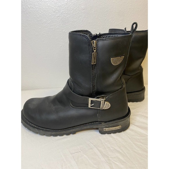 Milwaukee Black Leather Motorcycle Boots Zipper Sides size‎ 11.5D - Picture 2 of 8